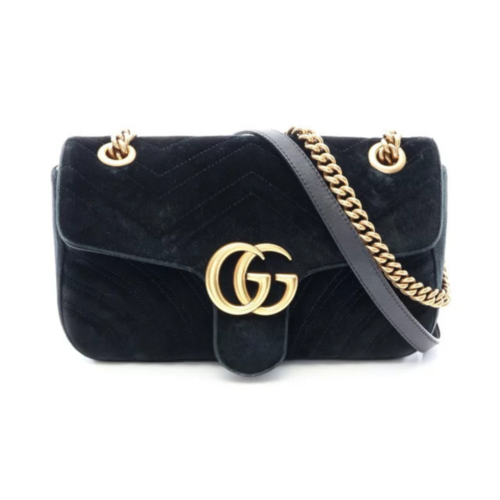 Gucci GG Marmont Quilted Shoulder Bag Leather Black